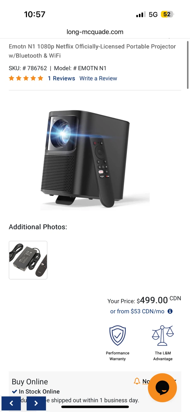 Emotn N1 Portable Projector w/Bluetooth & WiFi