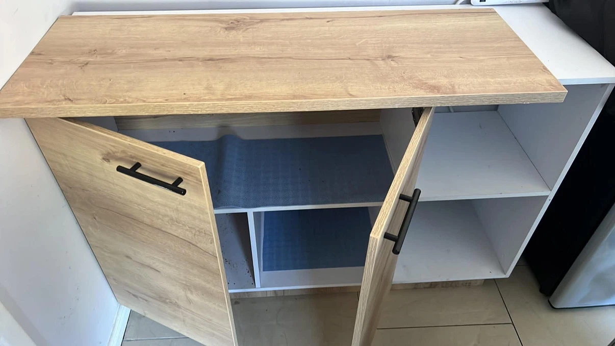 Wood Grain Cabinet with Two Doors