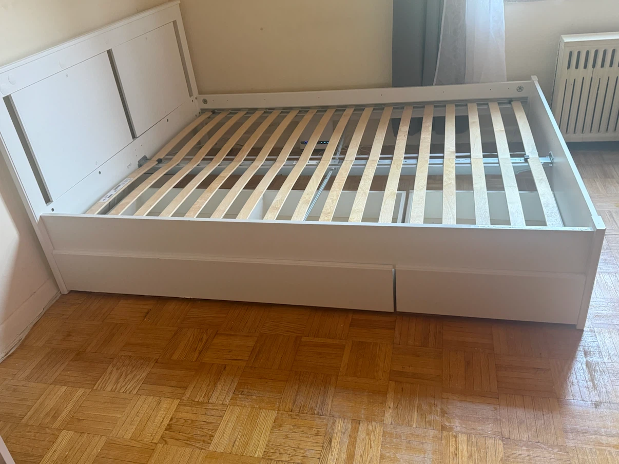 White Bed Frame with Drawers