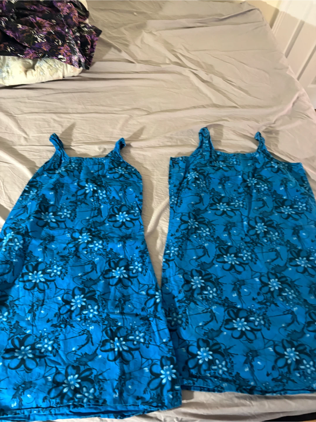 Two Blue Floral Dresses