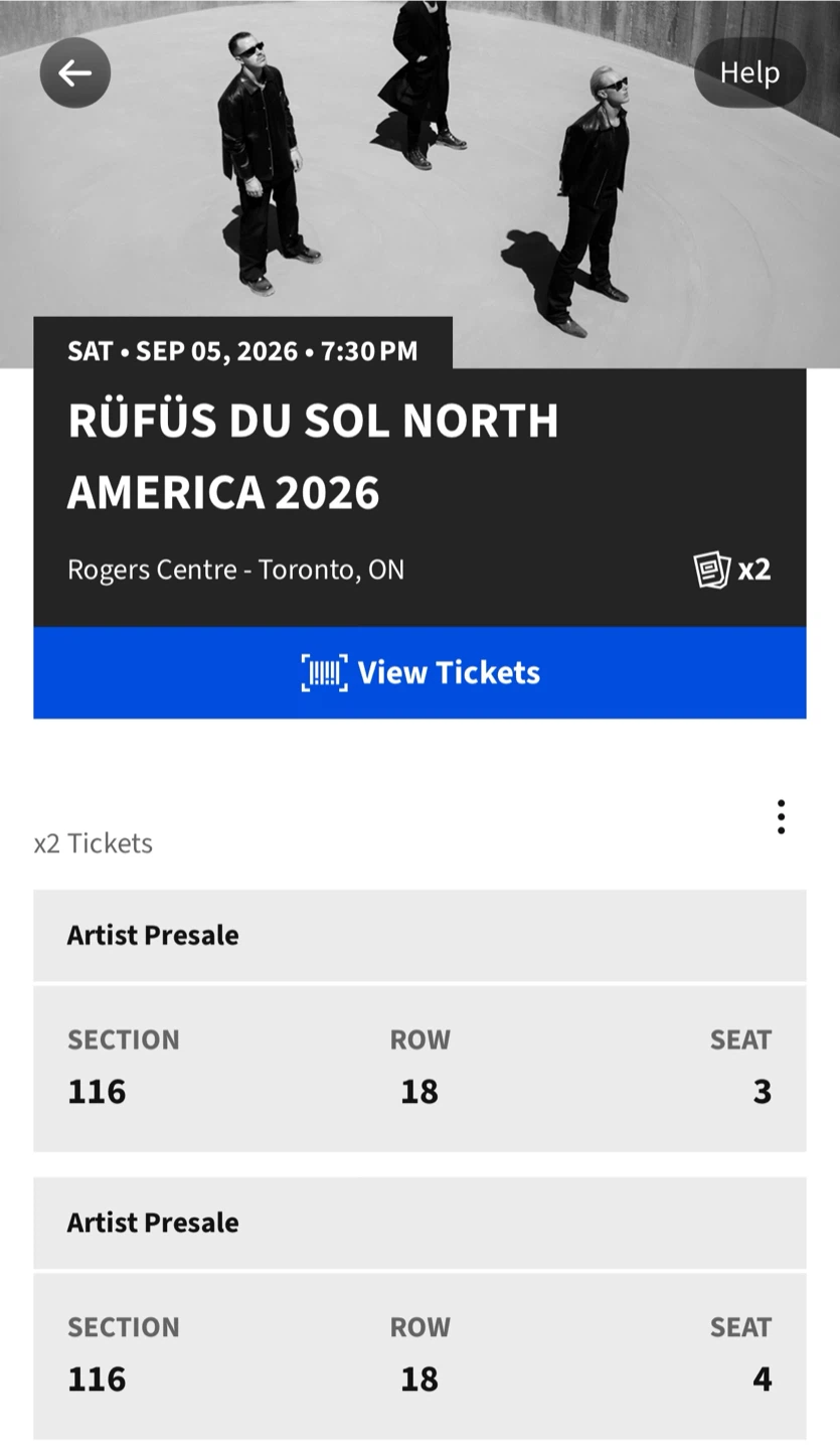 Rufus Du Sol concert September sat 05,2026 Ticketmaster direct - photo 2