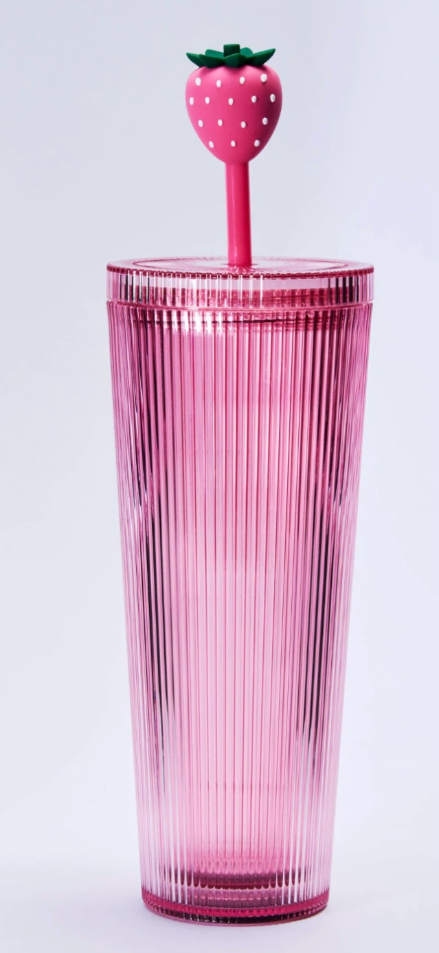 Starbucks Pink Strawberry Tumbler with Straw