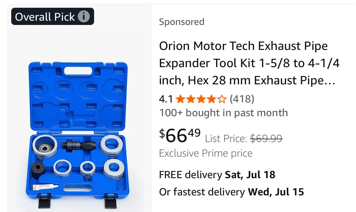 Orion Motor Tech Exhaust Pipe Expander Tool Kit - photo 5