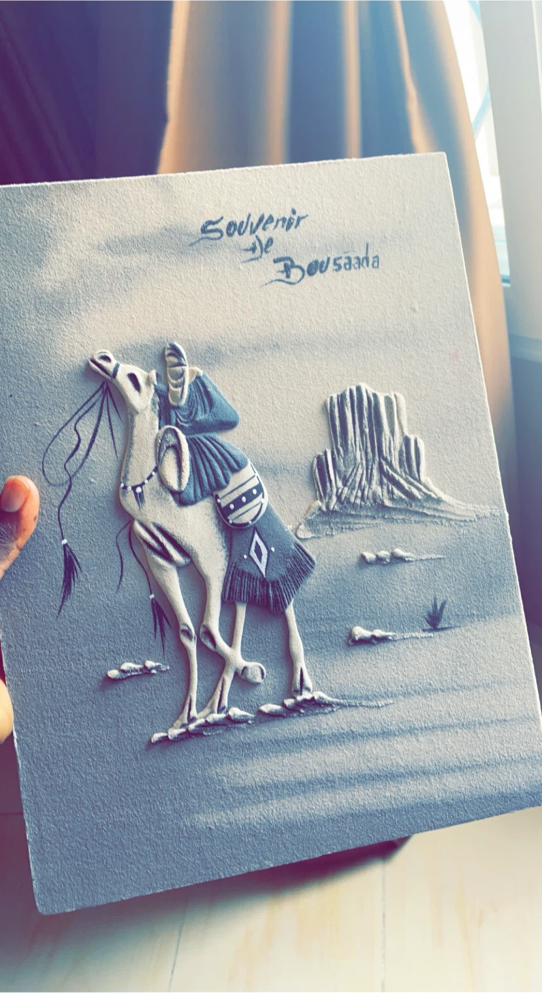 Souvenir de Bousaada Camel Scene Plaque