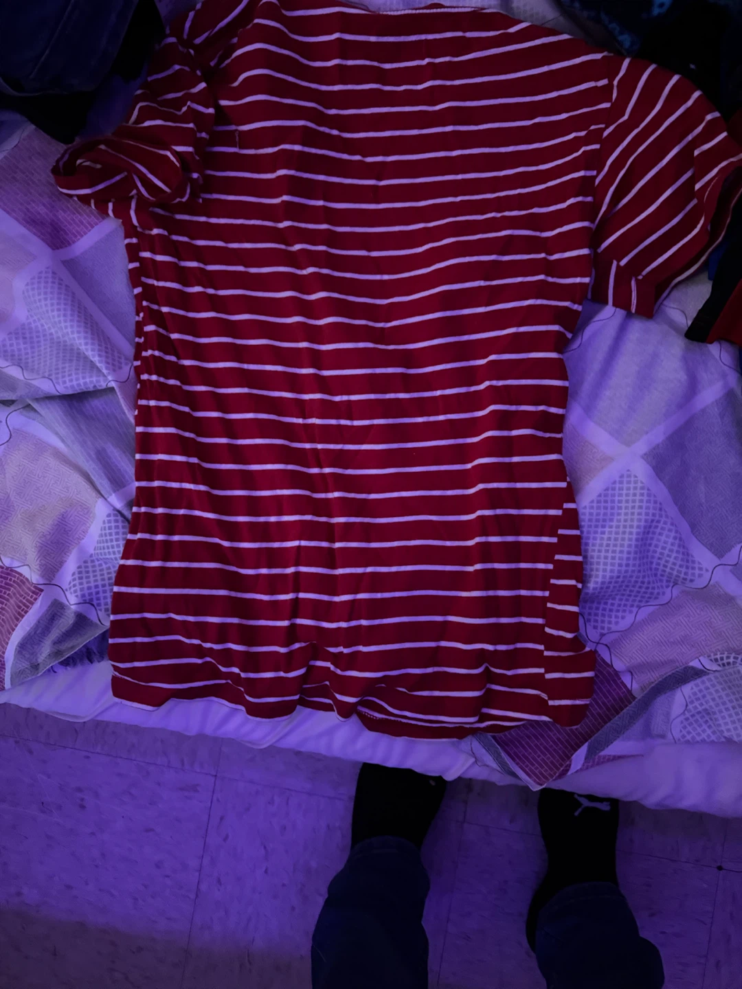 Red and white striped t-shirt