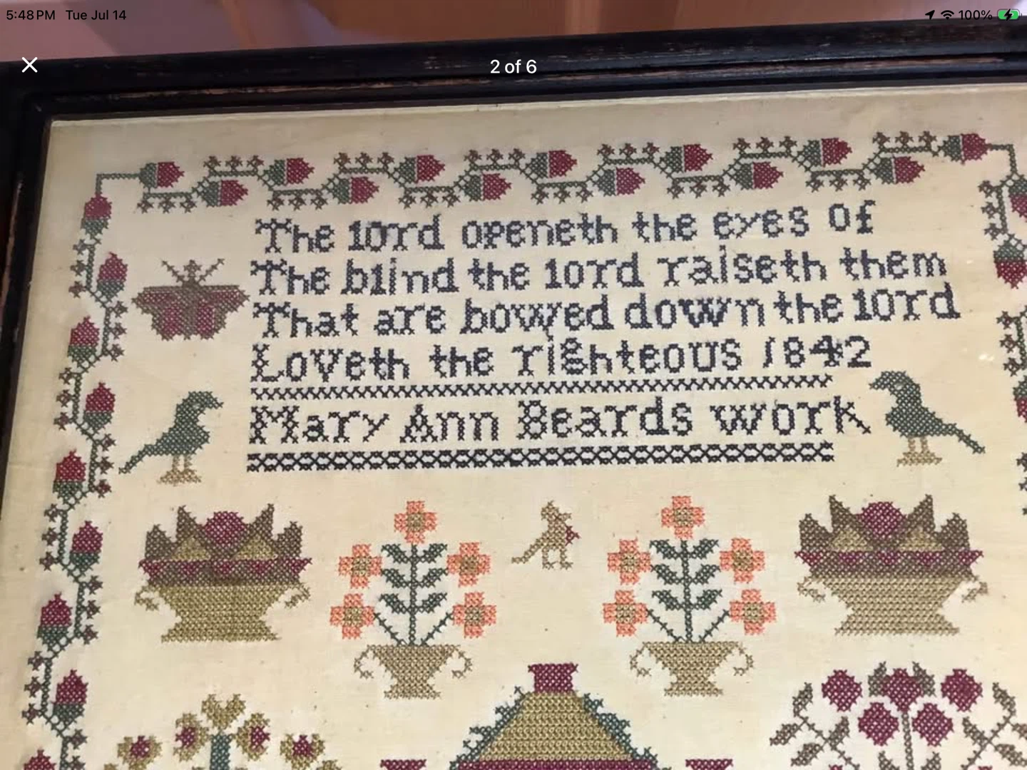Replica Cross Stitch of Mary Ann Beards 1842 Sampler 🐞 - photo 2