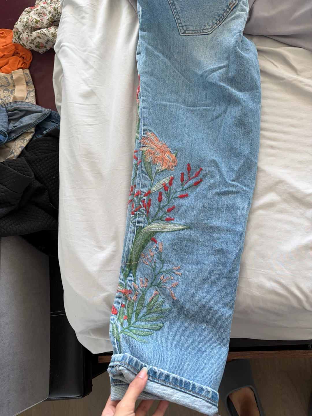 ZARA BASIC Embroidered Denim Jeans - photo 2