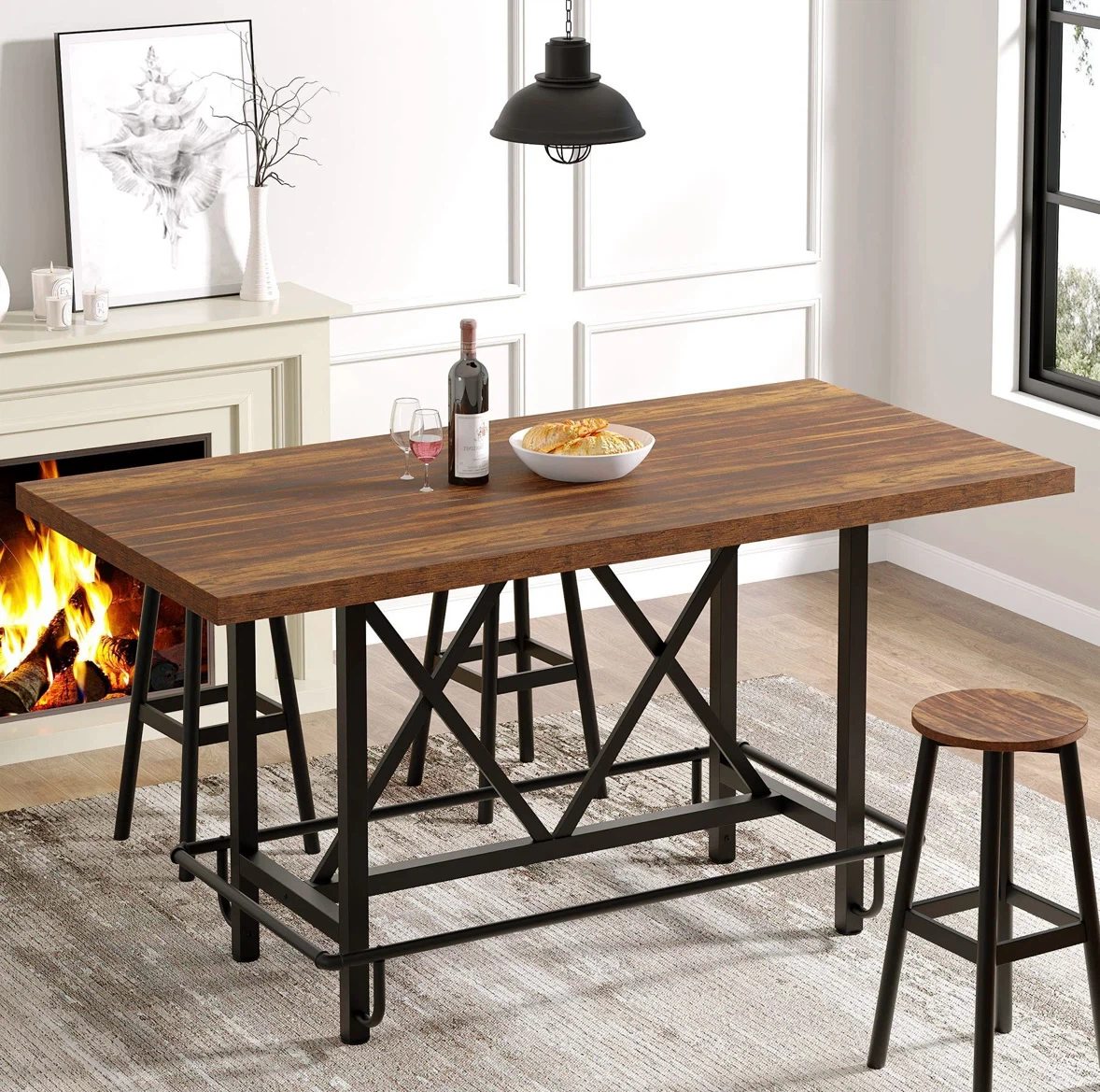 Brand new Tribesigns Rustic Industrial Bar Height Dining Table
