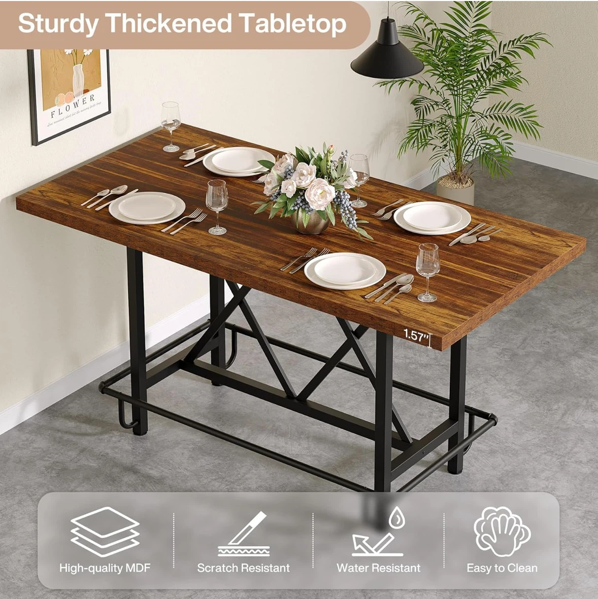 Brand new Tribesigns Rustic Industrial Bar Height Dining Table - photo 5