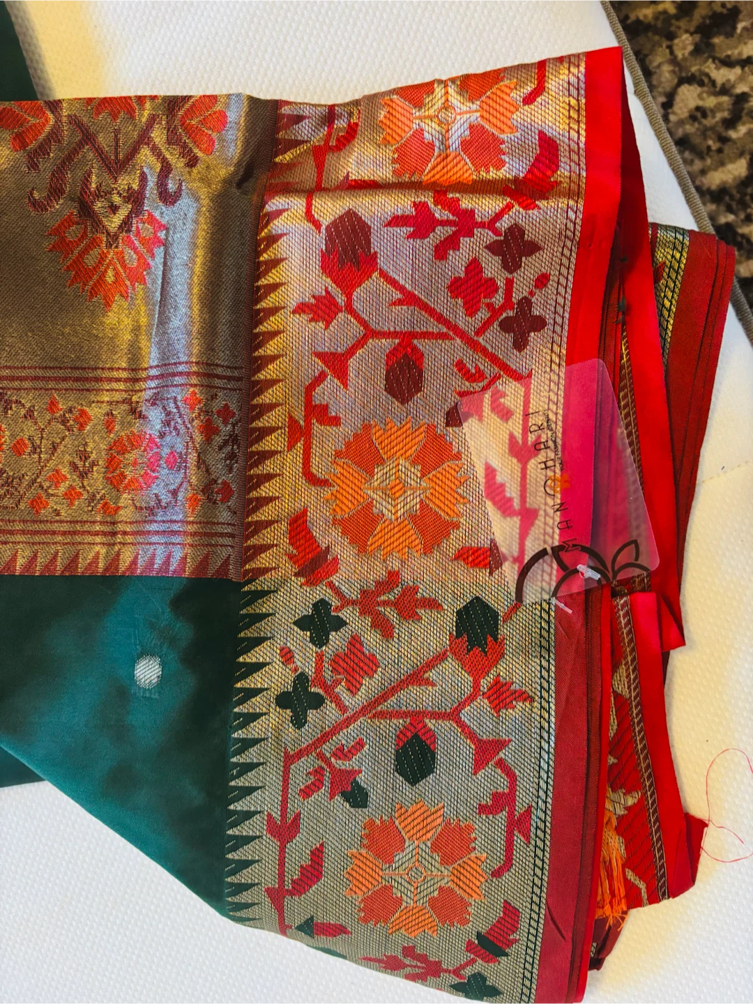 Green Silk Saree with Brocade Border - photo 3