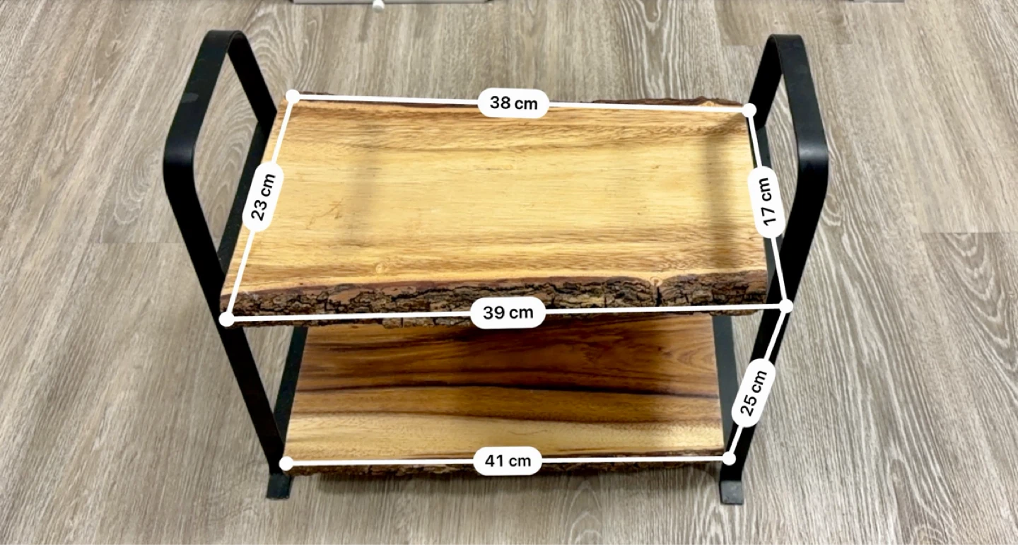 Live Edge Wood and Metal 2-Tier Shelf
