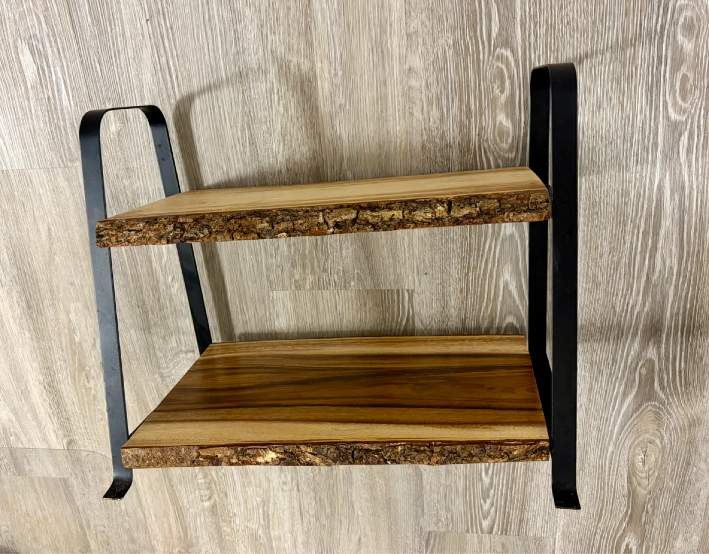 Live Edge Wood and Metal 2-Tier Shelf - photo 2