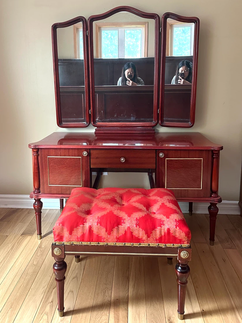 Vintage French Regency Mahogany Vanity with Stool (CAN DELIVER) - photo 2