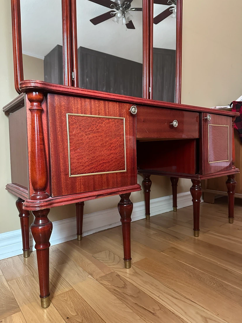 Vintage French Regency Mahogany Vanity with Stool (CAN DELIVER) - photo 3