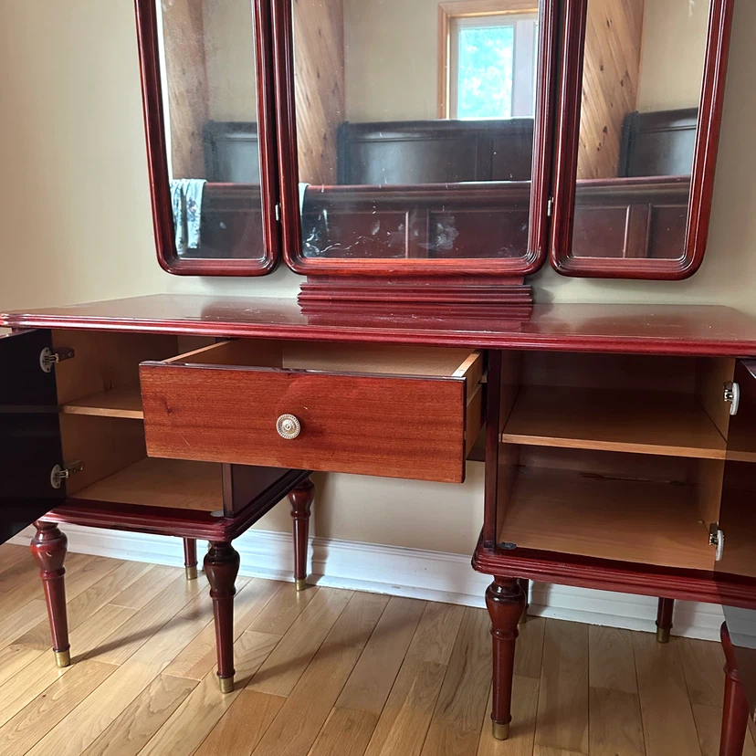Vintage French Regency Mahogany Vanity with Stool (CAN DELIVER) - photo 5
