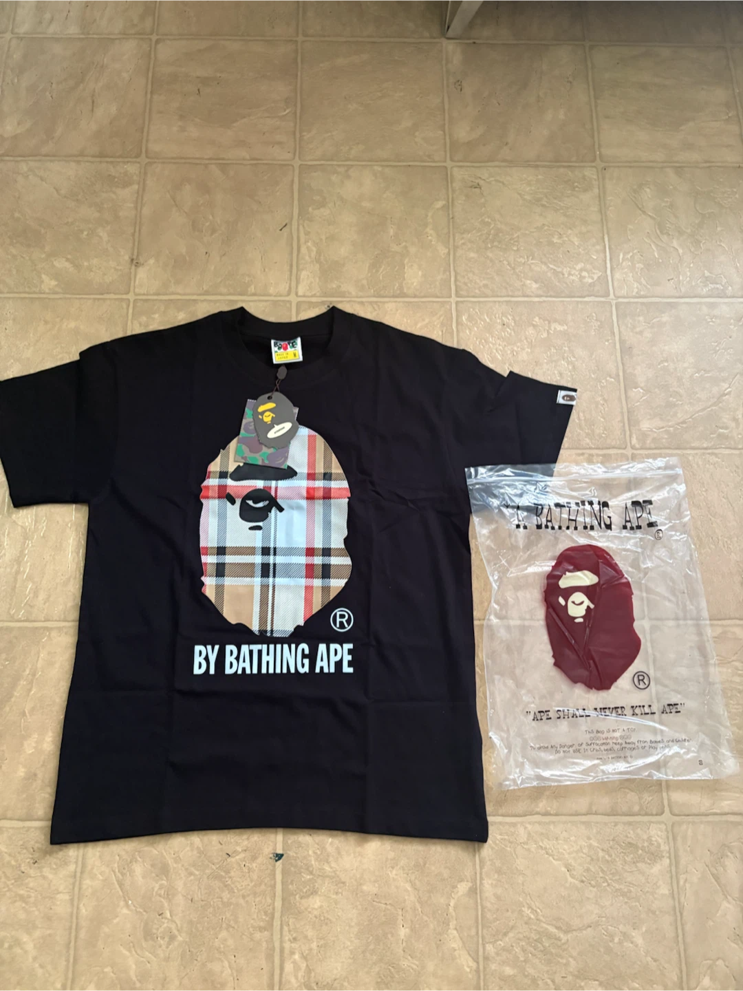 Black bape x burburry T-shirt