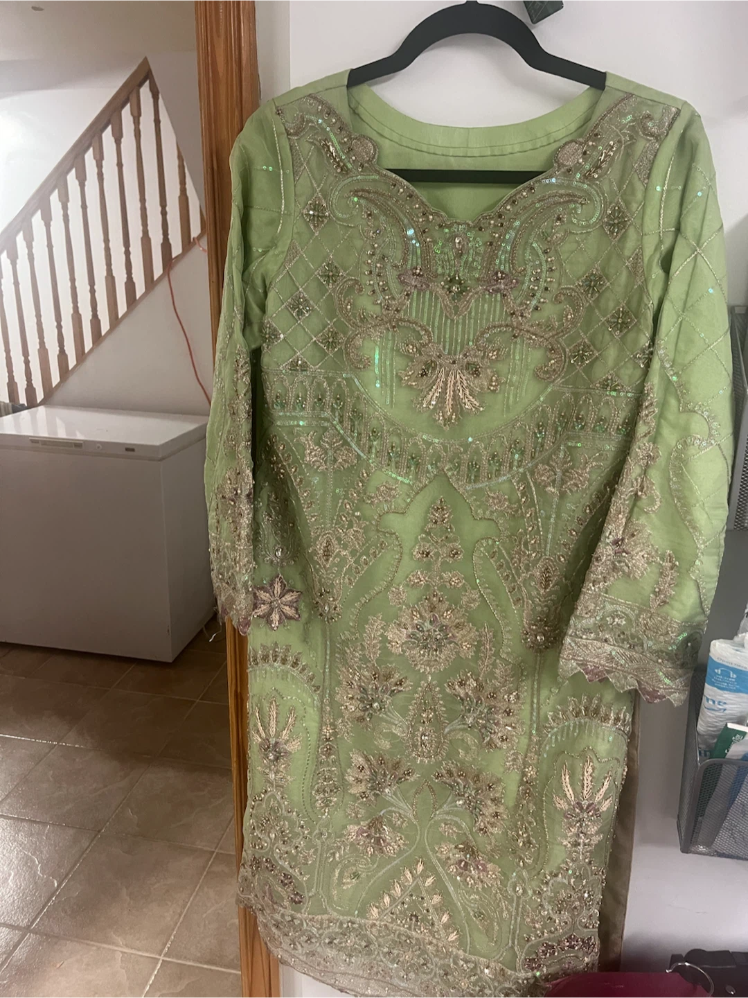 Light Green Embroidered 3-Piece Suit