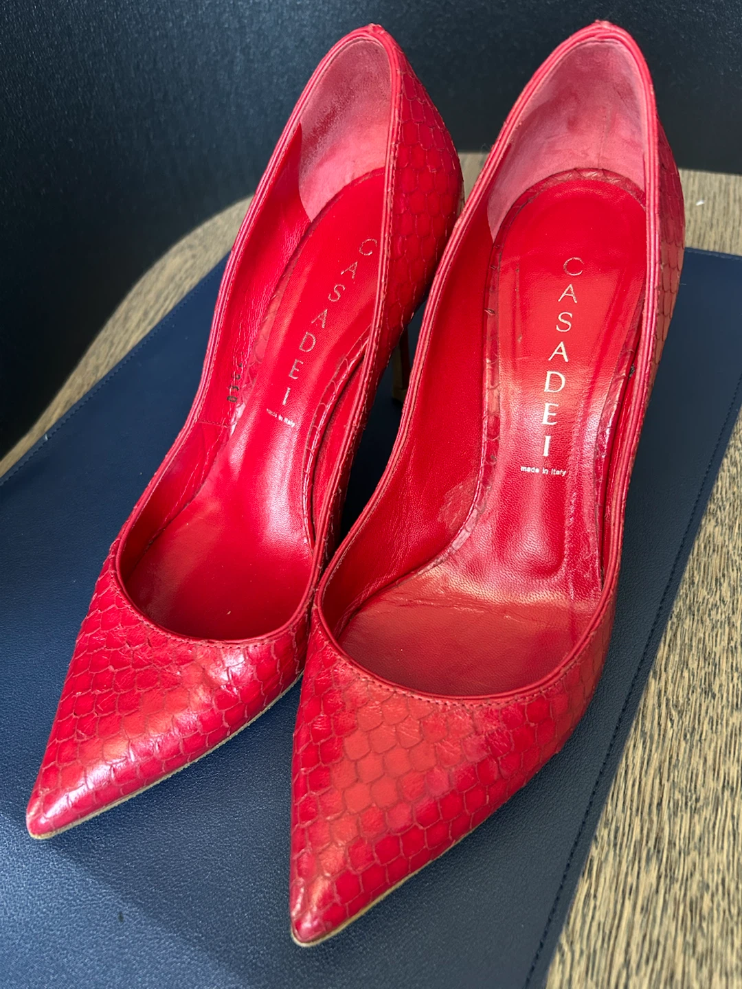 Casadei Red Snake Print Heels - photo 2