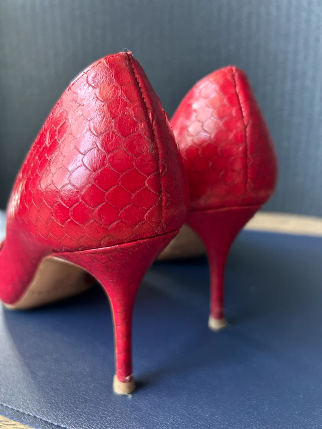 Casadei Red Snake Print Heels - photo 5