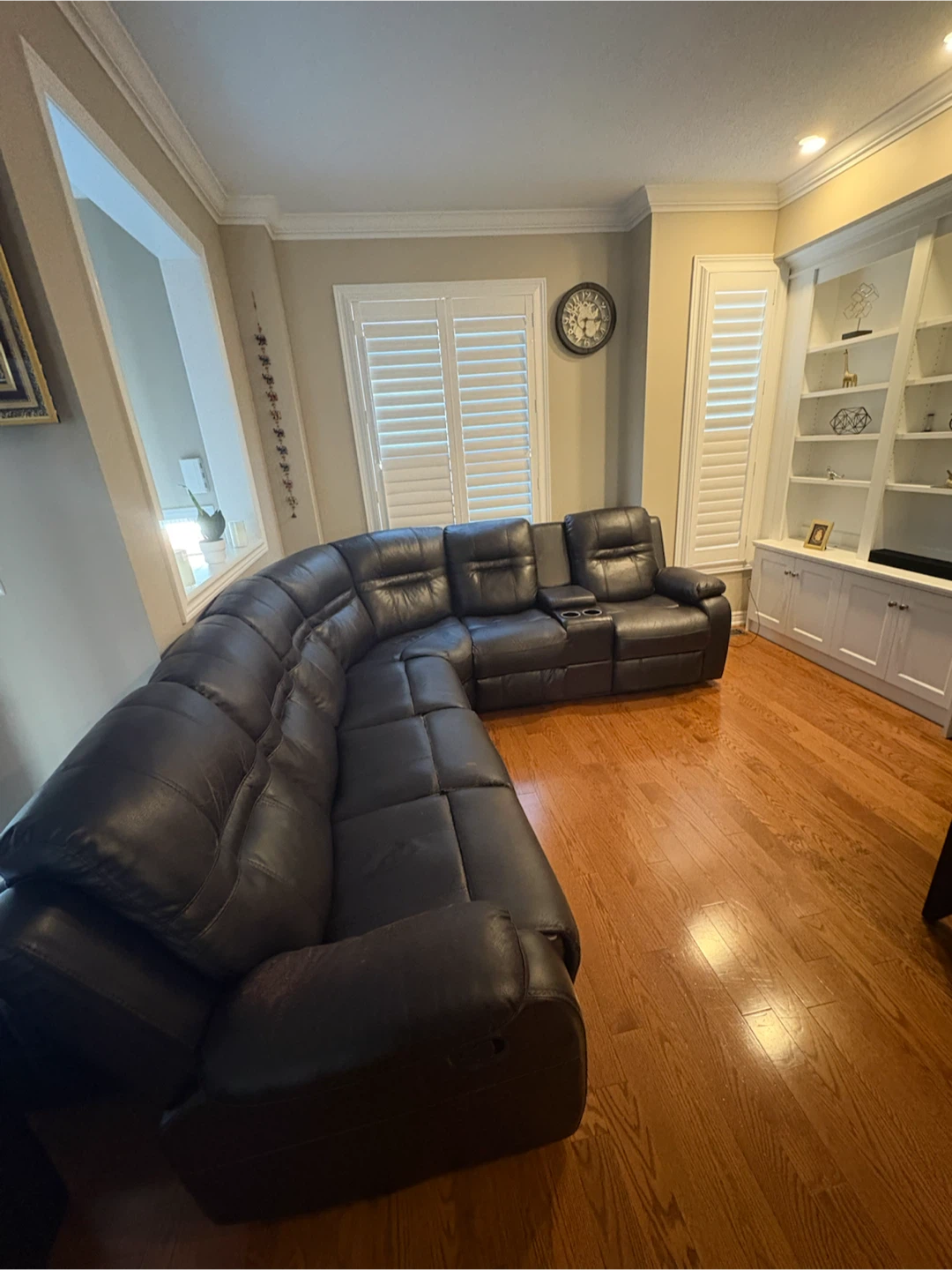 Dark Brown Leather Sectional Sofa with Recliners