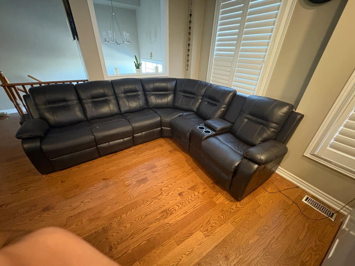 Dark Brown Leather Sectional Sofa with Recliners - photo 2