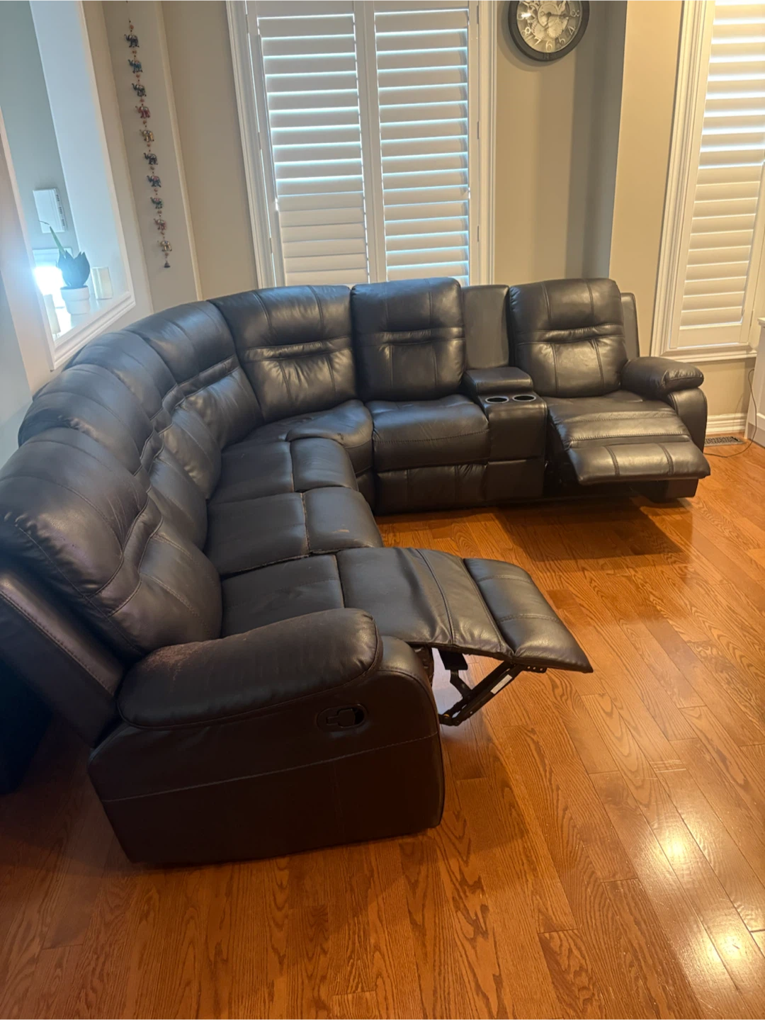 Dark Brown Leather Sectional Sofa with Recliners - photo 3