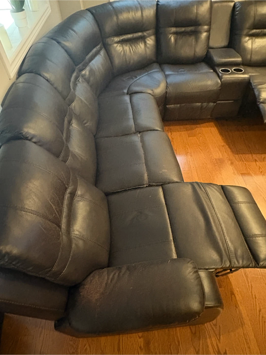 Dark Brown Leather Sectional Sofa with Recliners - photo 4