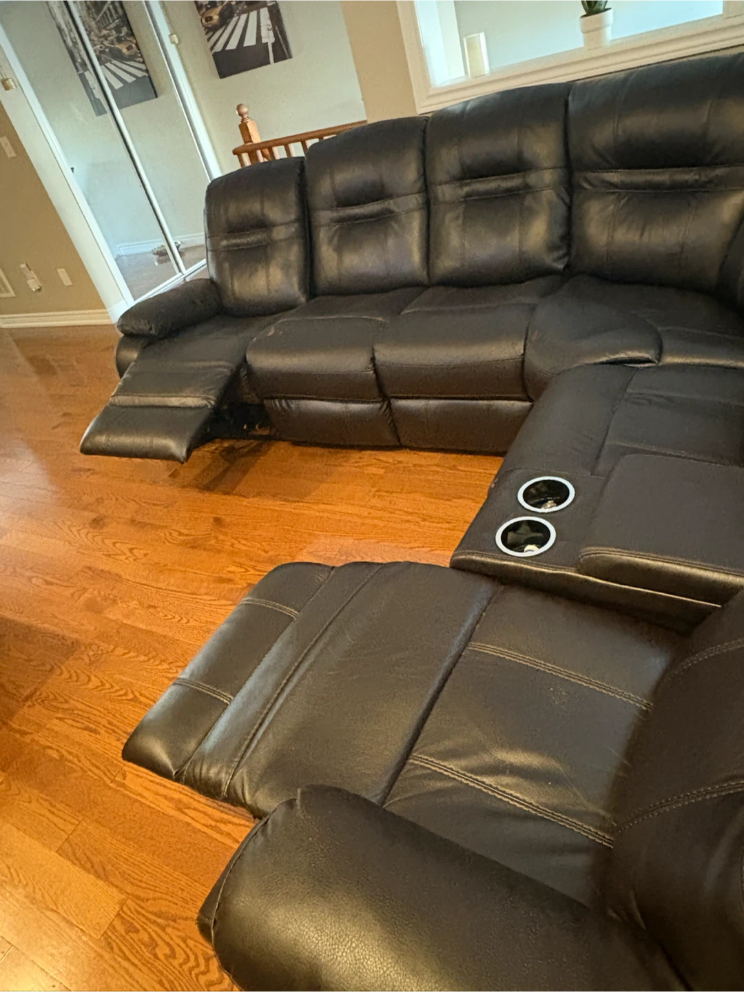 Dark Brown Leather Sectional Sofa with Recliners - photo 5