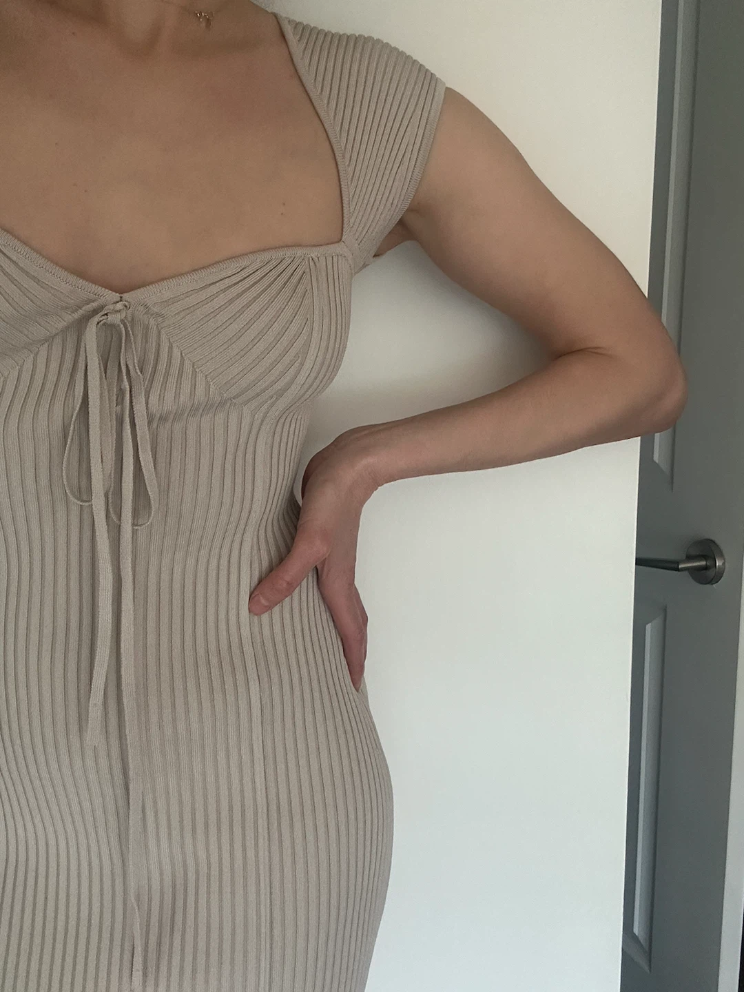 Ribbed Knit Midi Dress with Slit