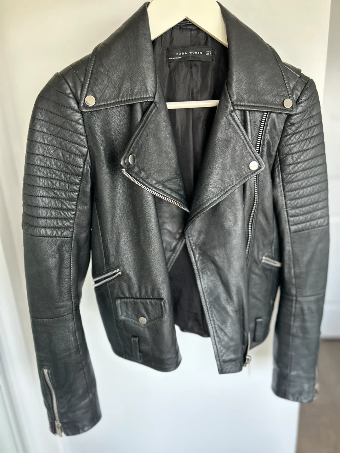 ZARA WOMAN Black Faux Leather Biker Jacket - photo 3
