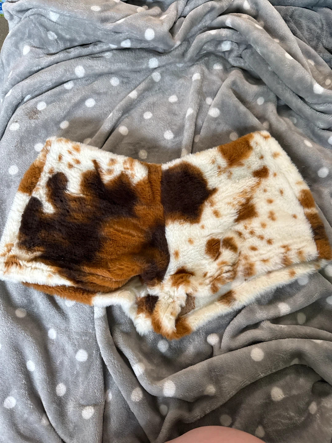 Cow Print Faux Fur Shorts