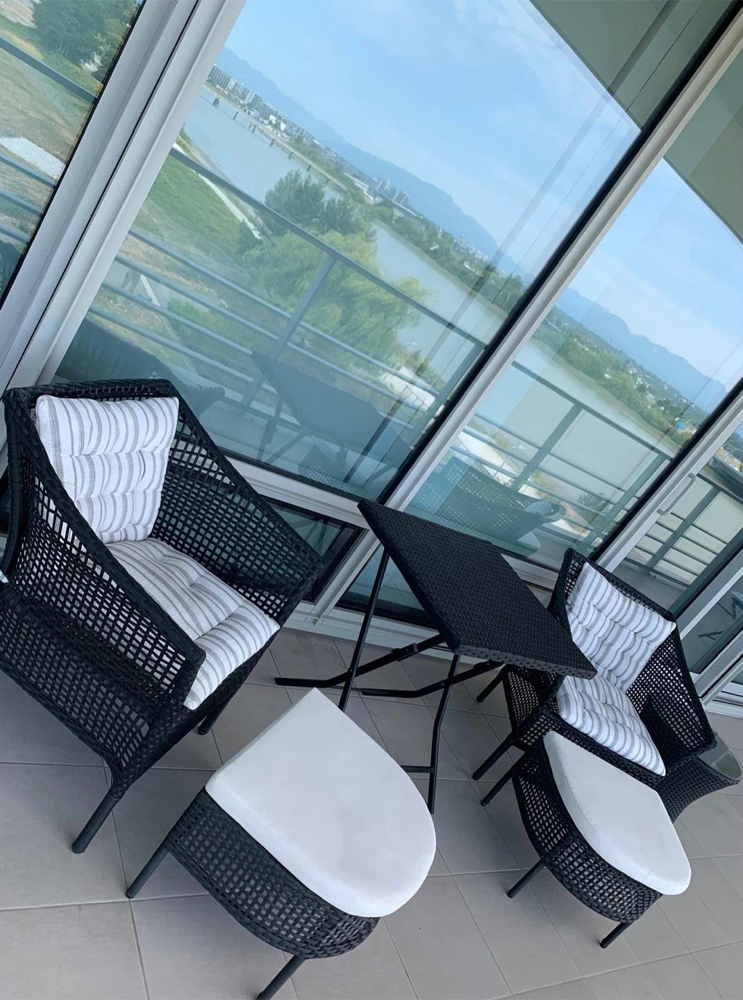 Wicker Patio Set - 2 Chairs, Table, Ottoman