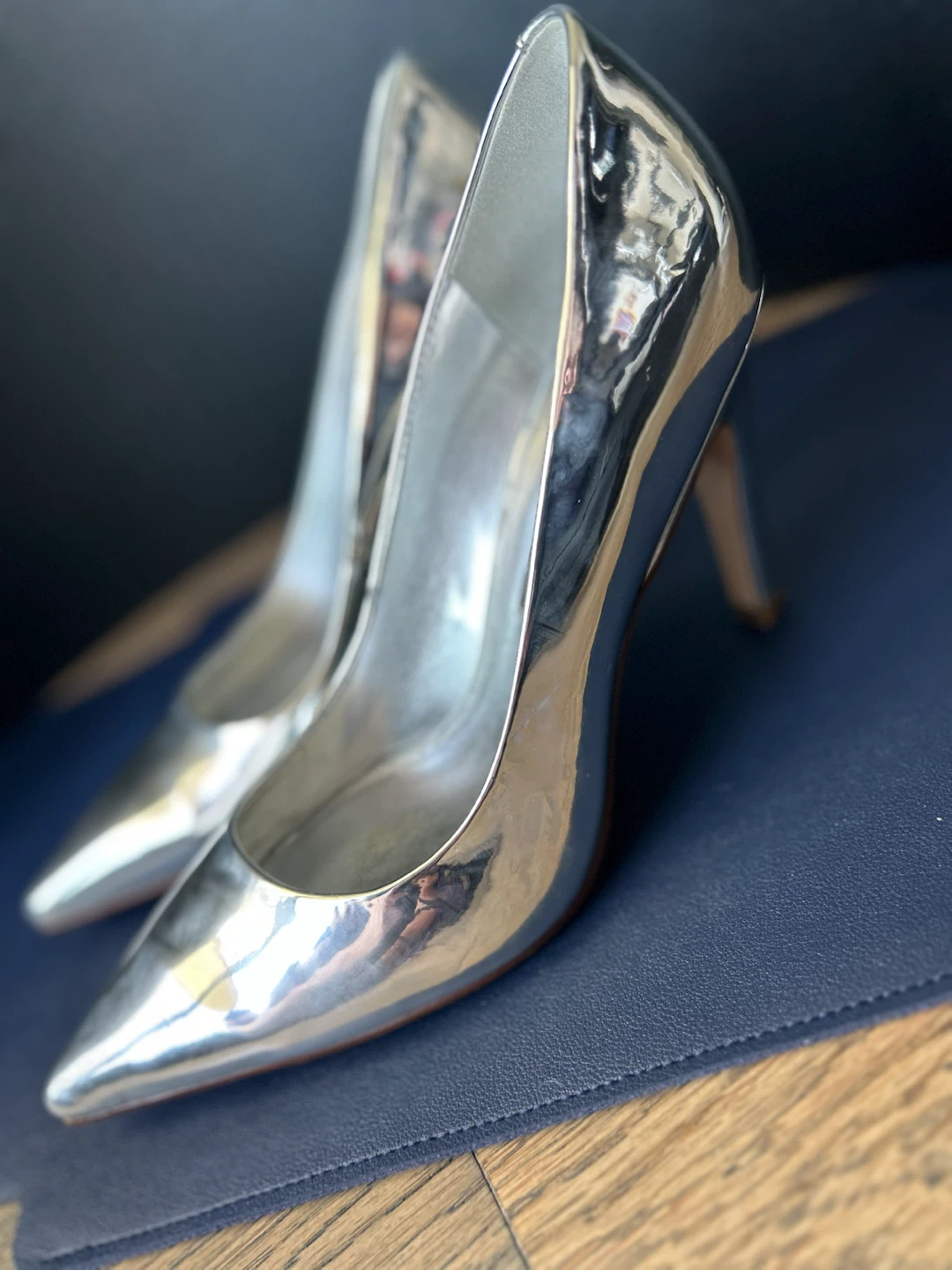 Nine West Silver Pointed Toe Heels
