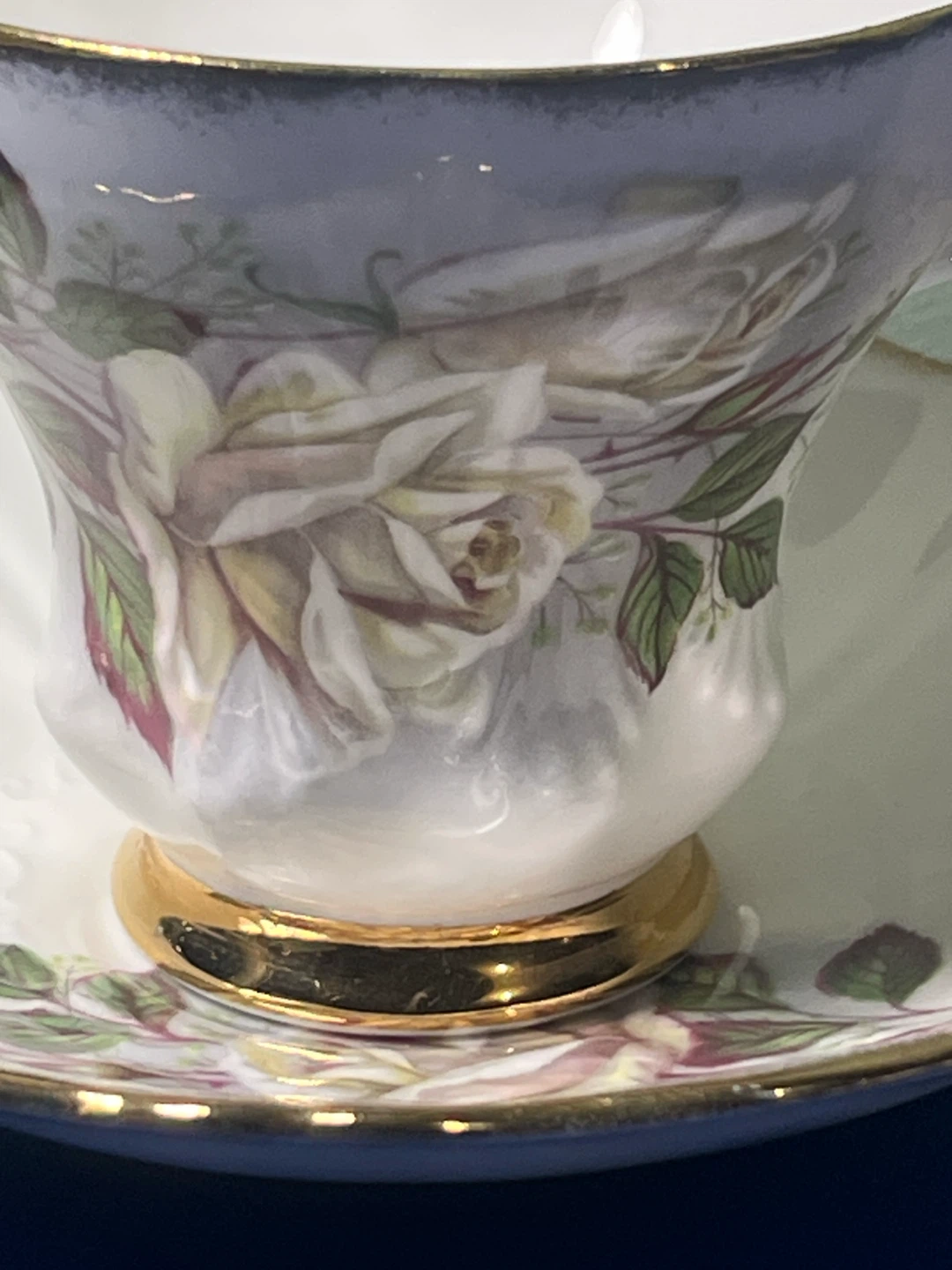 Vintage English Bone China Teacup & Saucer - White Rose - photo 2