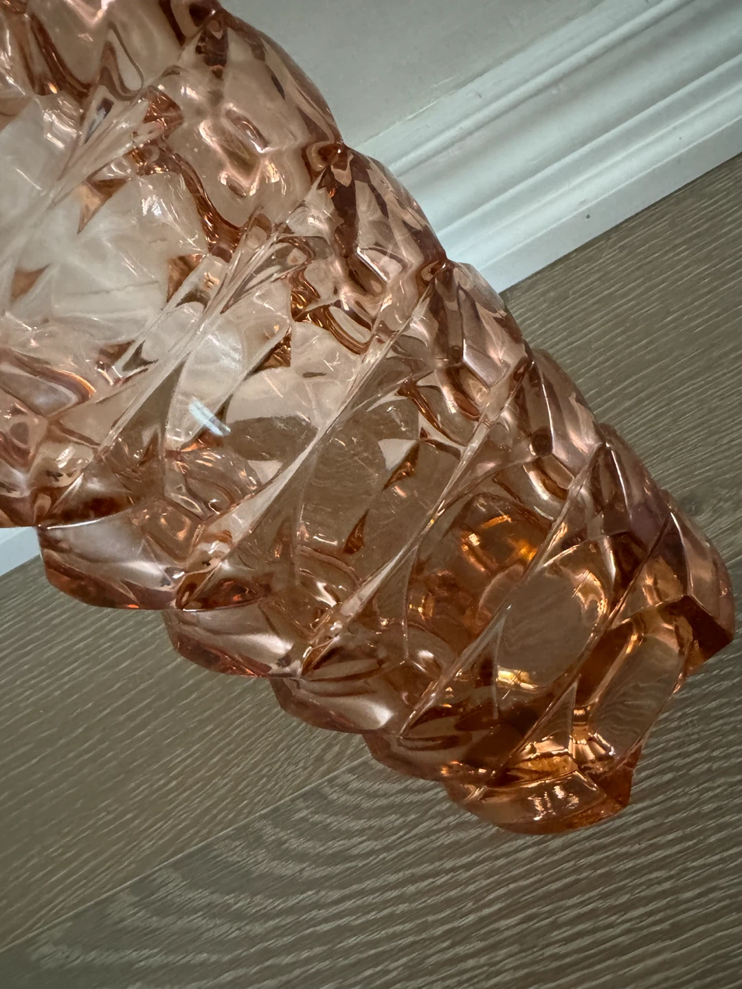 Vintage French Art Glass Vase – Peach Amber Sculptural Glass - photo 3