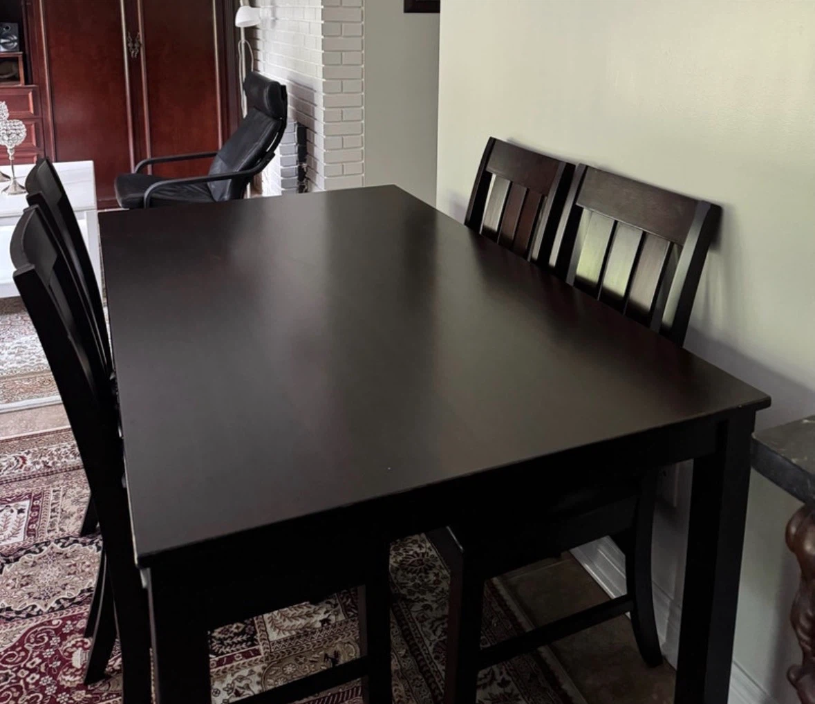 Solid Wood Dark Espresso Dining Table Set with 4 Chairs