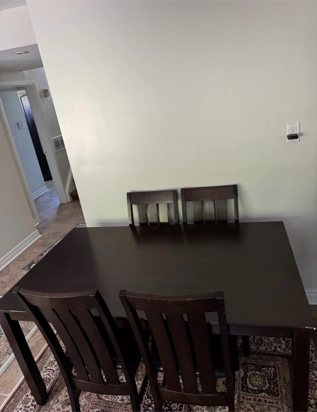 Solid Wood Dark Espresso Dining Table Set with 4 Chairs - photo 2
