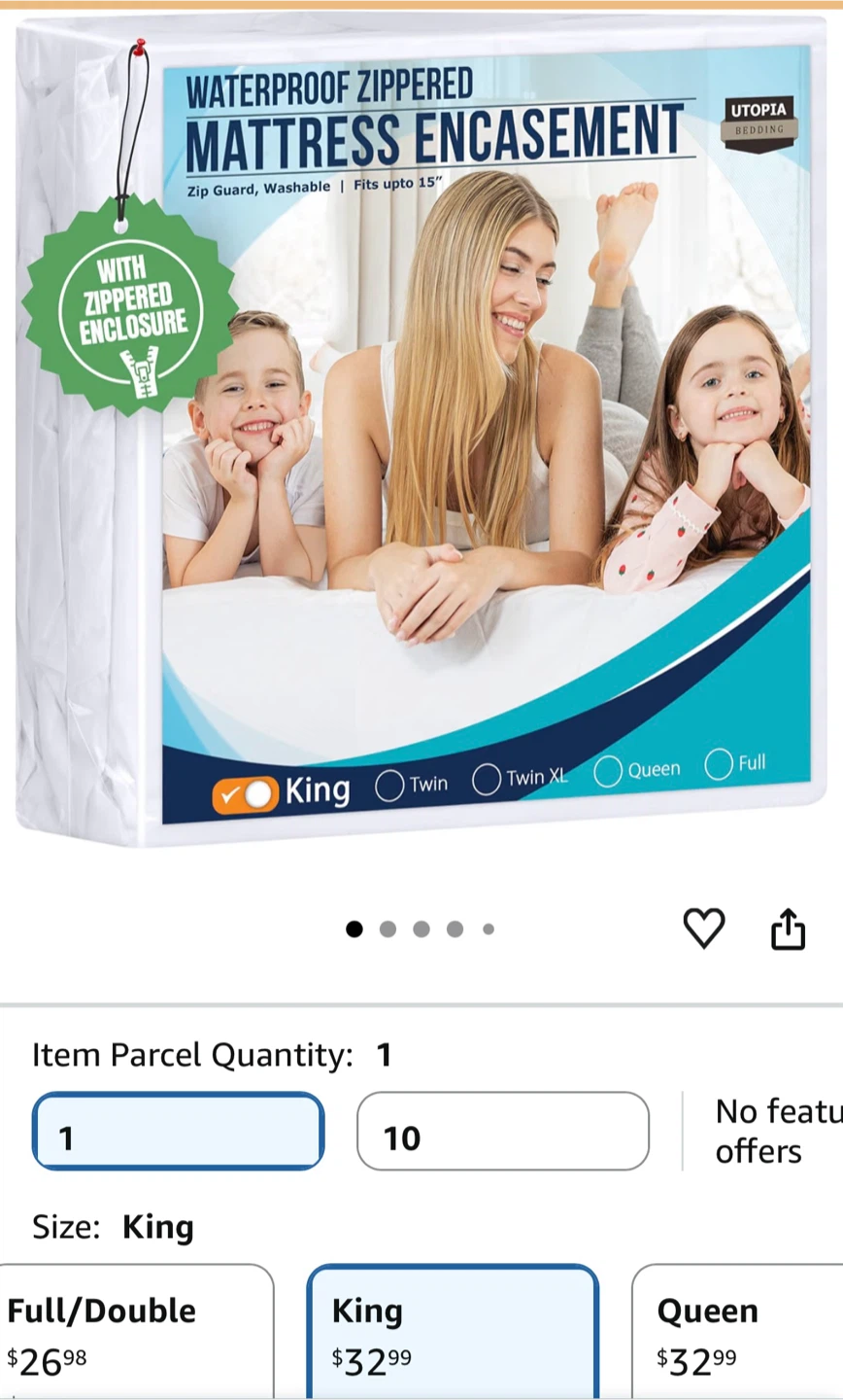 Utopia Bedding Waterproof Zippered King Mattress Encasement