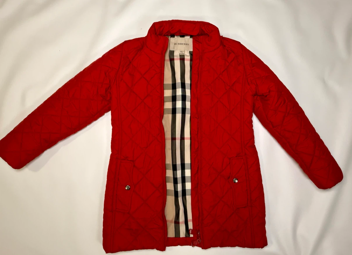 Burberry Kids Red Quilted Jacket Coat Size 8Y (128 cm) - photo 3