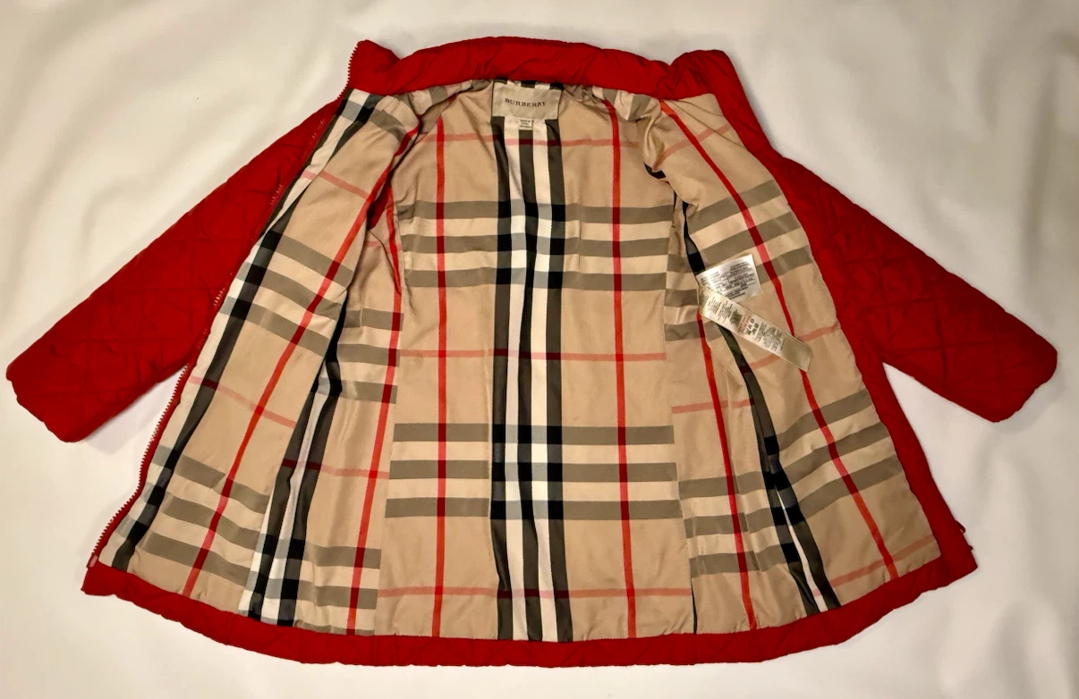Burberry Kids Red Quilted Jacket Coat Size 8Y (128 cm) - photo 4