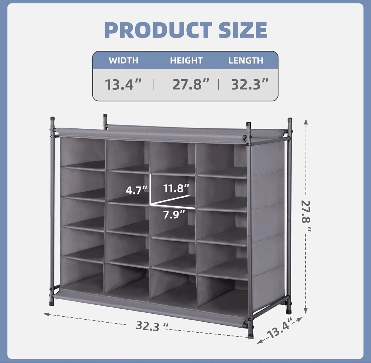 Storage MANIAC 16-Cube Shoe Rack Organizer - Grey - photo 3