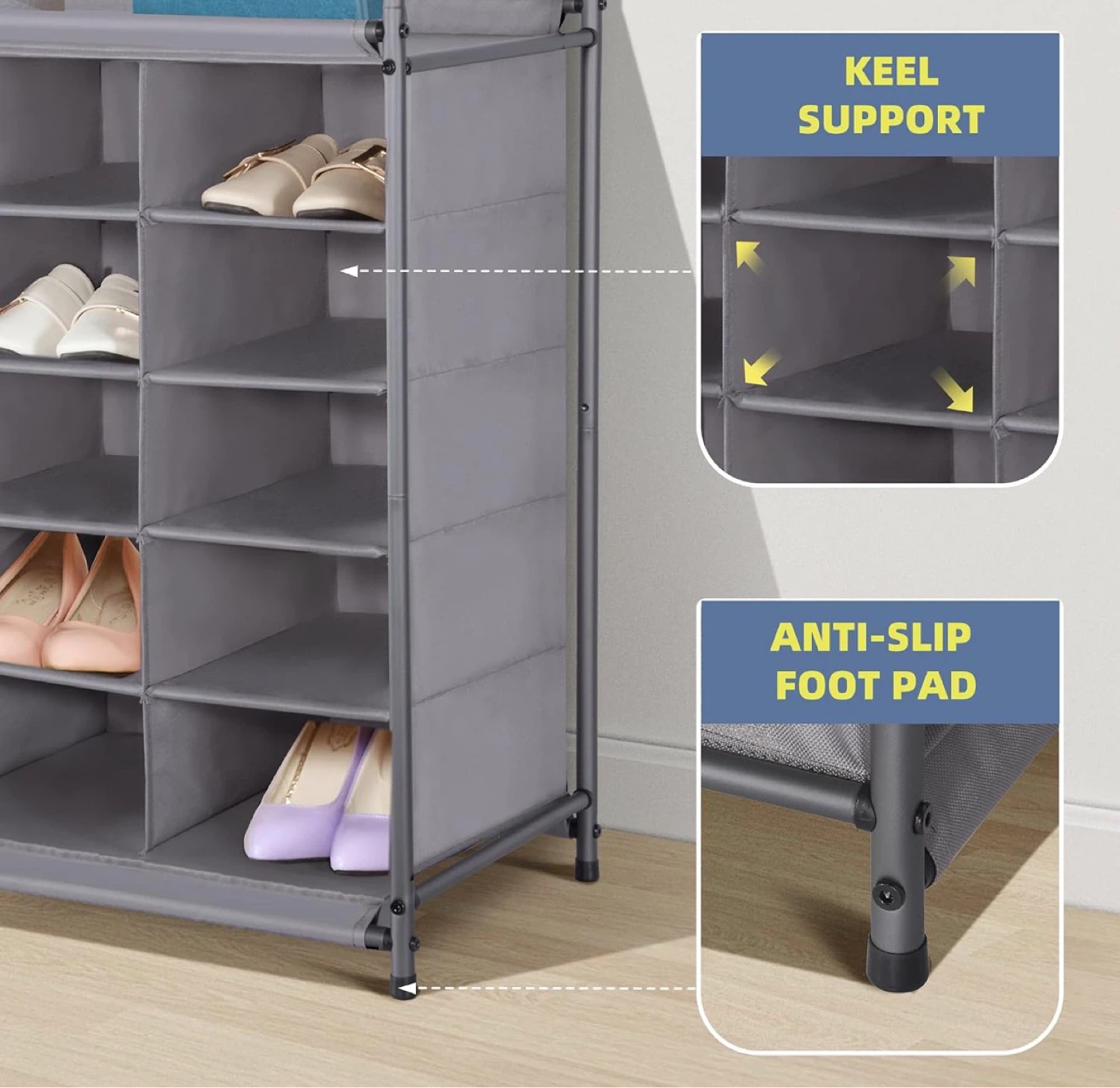 Storage MANIAC 16-Cube Shoe Rack Organizer - Grey - photo 5