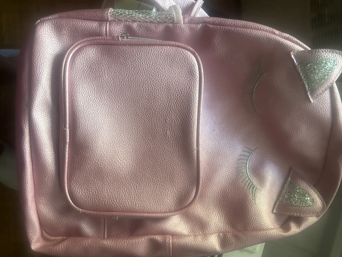 Pink Unicorn Backpack with Eyelashes