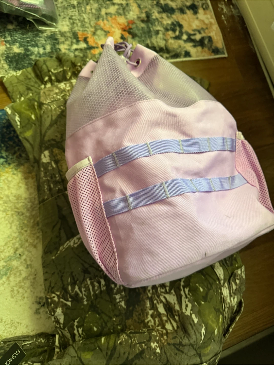 Pink Drawstring Mesh Top Bag