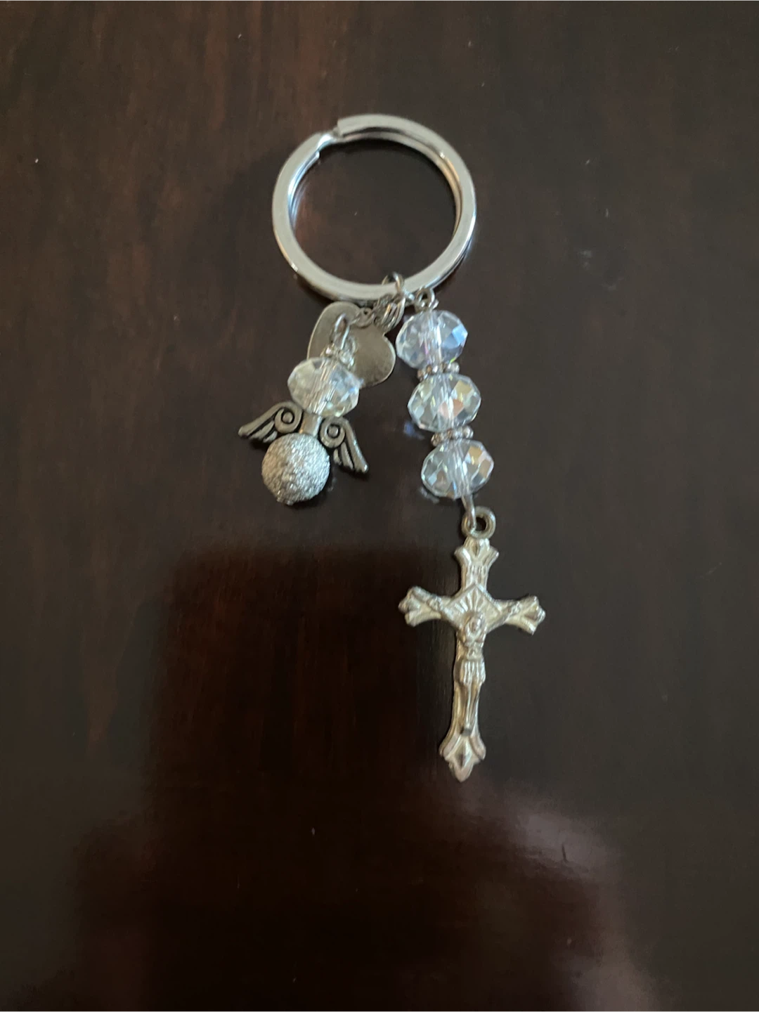 Angel and Cross Keychain