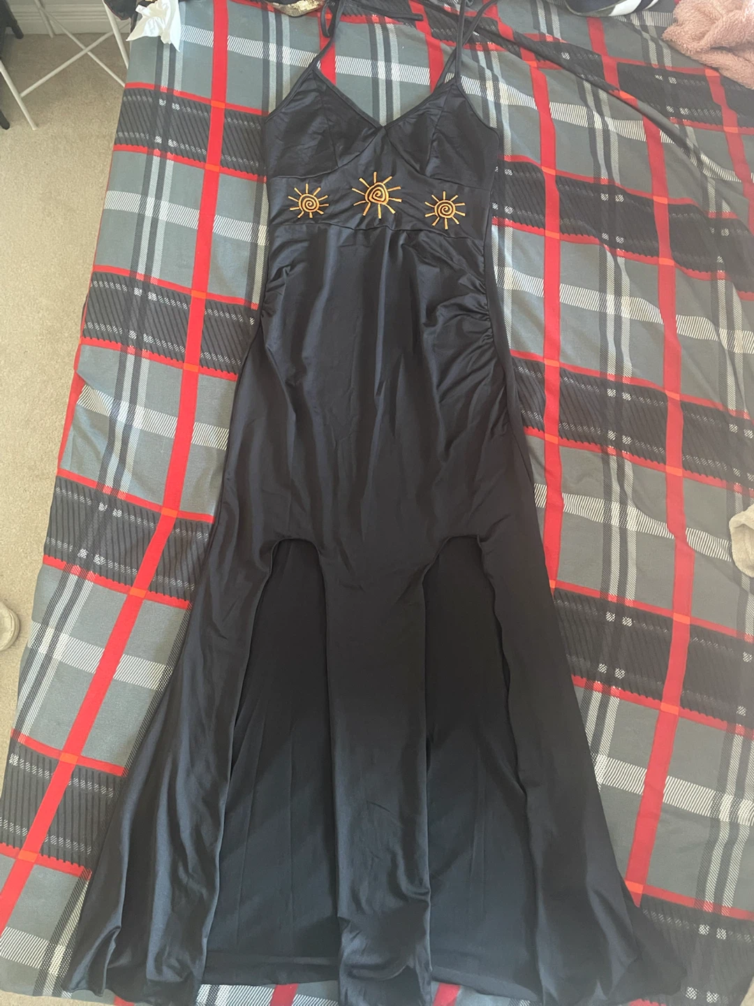 Black Maxi Dress with Sun Detail
