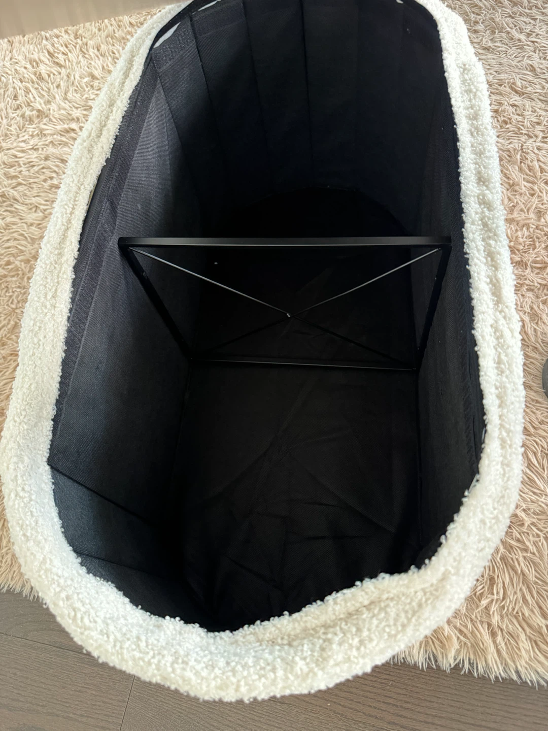 White Bouclé Storage Ottoman - photo 3