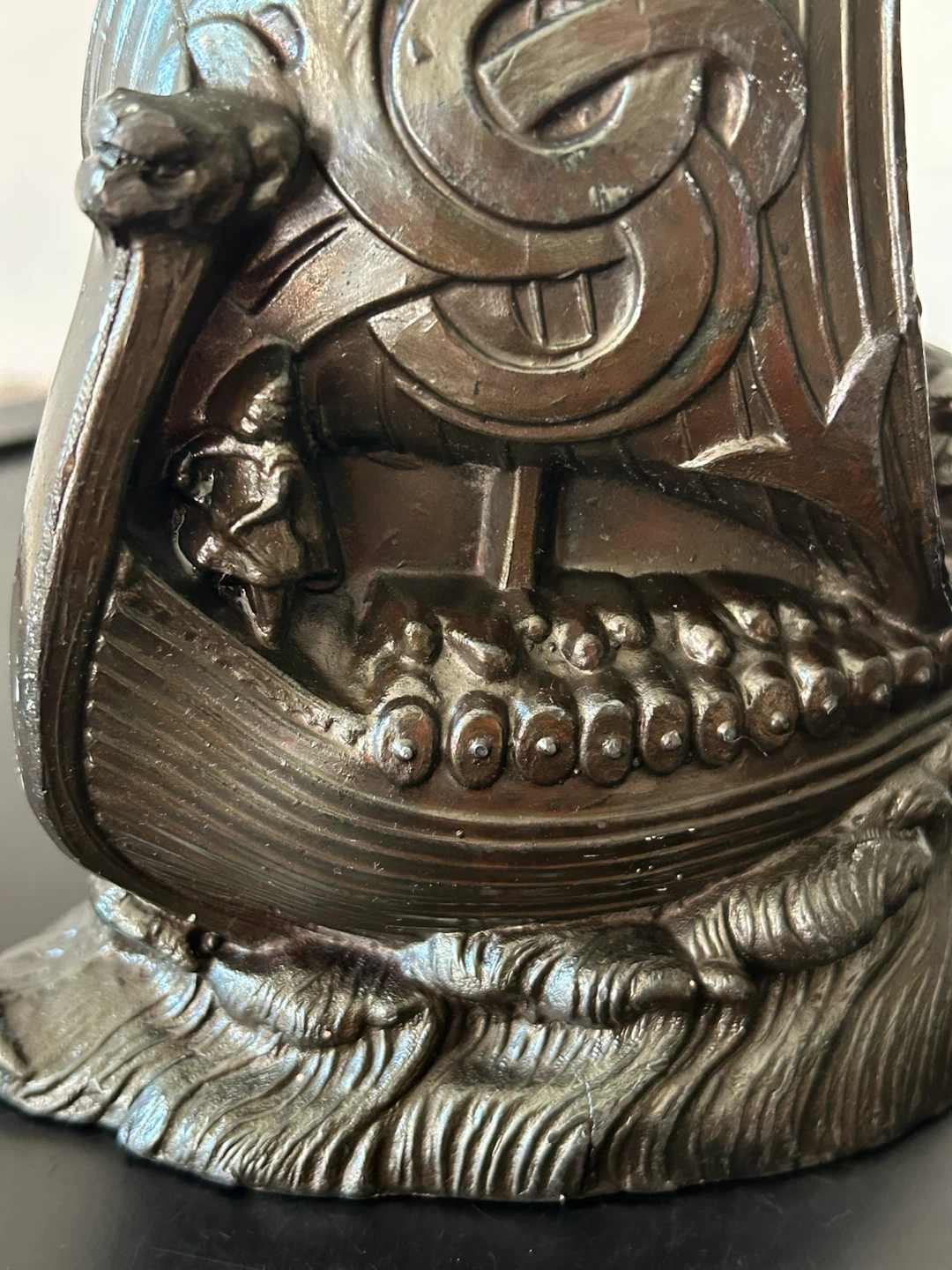 Vintage Cast Metal Viking Longship Bookend - photo 3