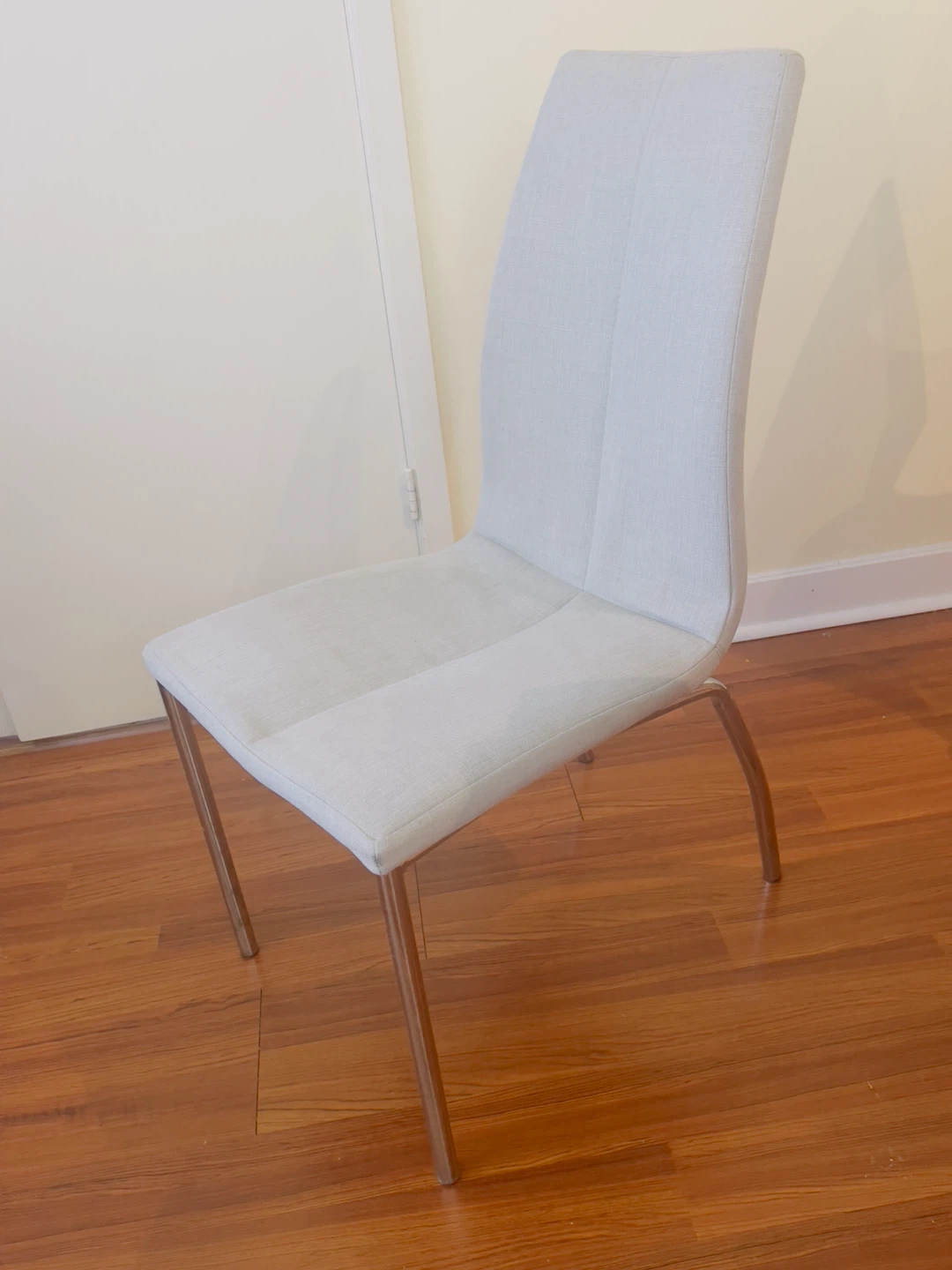Light Grey Upholstered Dining Chair with Chrome Legs - photo 2