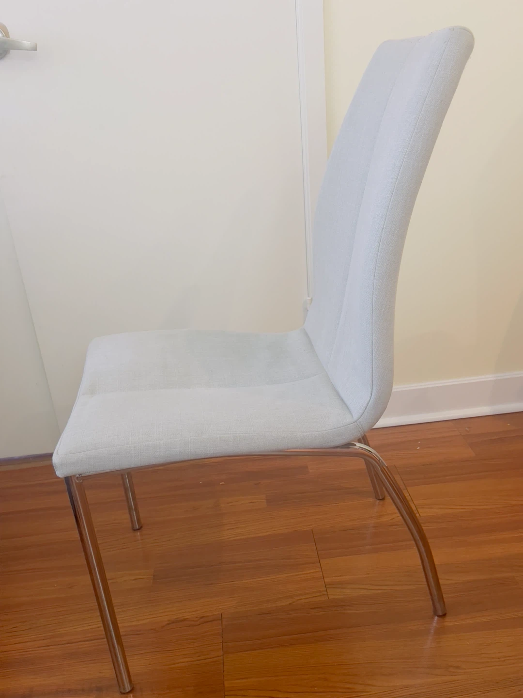 Light Grey Upholstered Dining Chair with Chrome Legs - photo 3